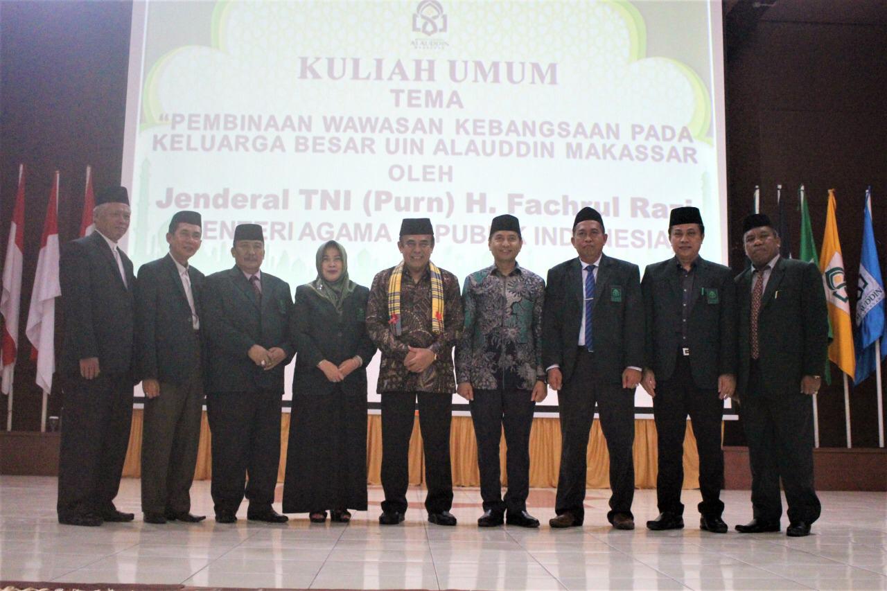 Menteri Agama, Fahchrul Razi dan jajaran Pimpinan UIN Alauddin Makassar (Foto:Fadlan)