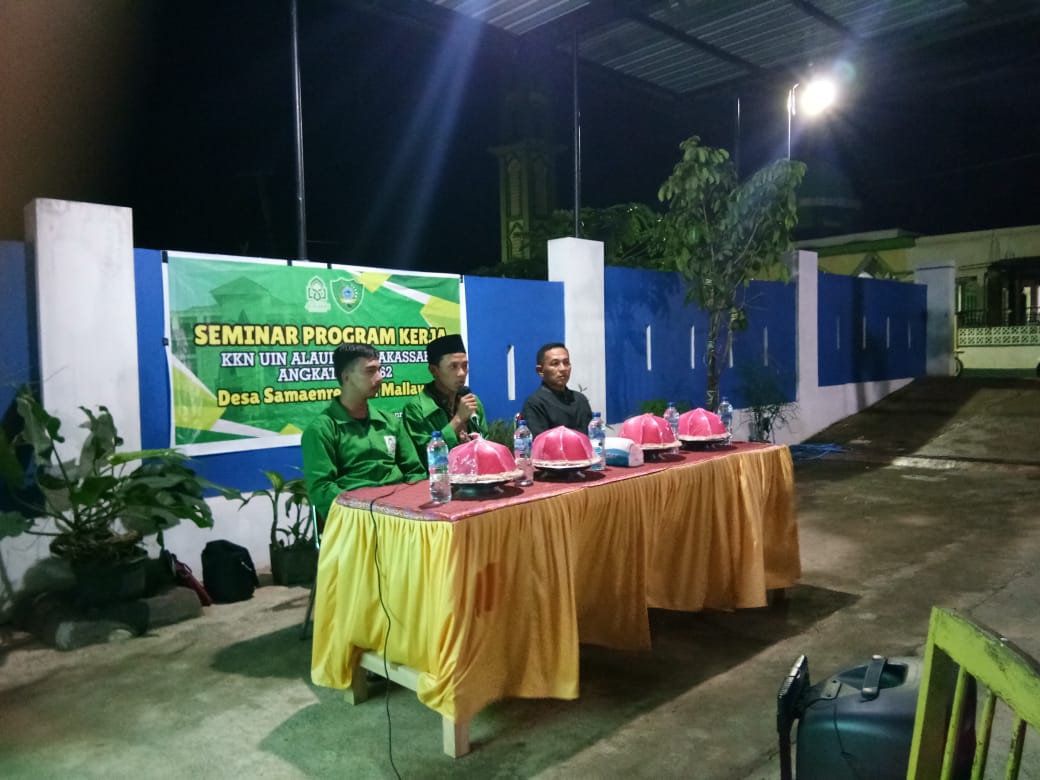 Seminar program kerja mahasiswa KKN UIN Alauddin Makassar di Samaenre Maros (Foto:Ist)
