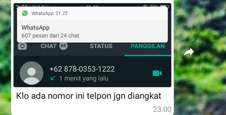 Nomor yang digunakan pelaku teror pelecehan seksual lewat video call ke mahasiswi UIN Alauddin Makassar (Foto: screenshot/iqra)