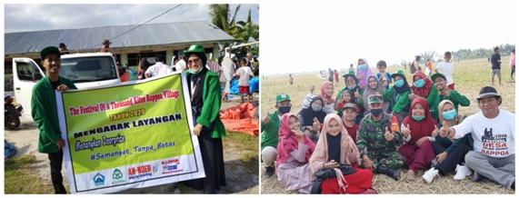 Mahasiswa Kuliah Kerja Nyata (KKN) dari kampung Angkatan 64 UIN Alauddin Makassar ikut serta dalam kepanitian Festival 1000 layang-layang