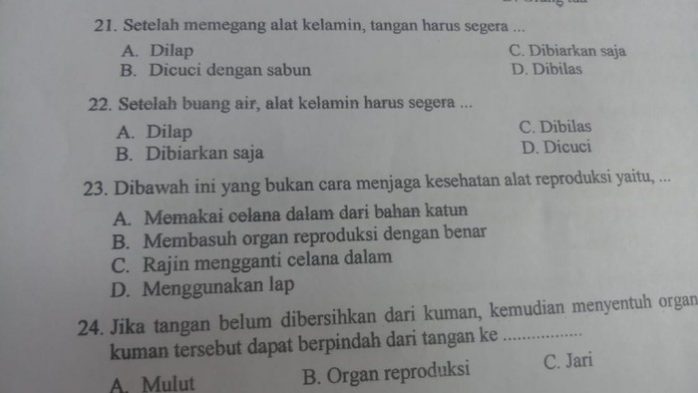 Soal ujian di SD Sukabumi